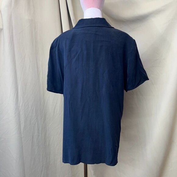 August Max Woman  100% Silk  Black  Button up  Blouse  Size 14W - Picture 4 of 12